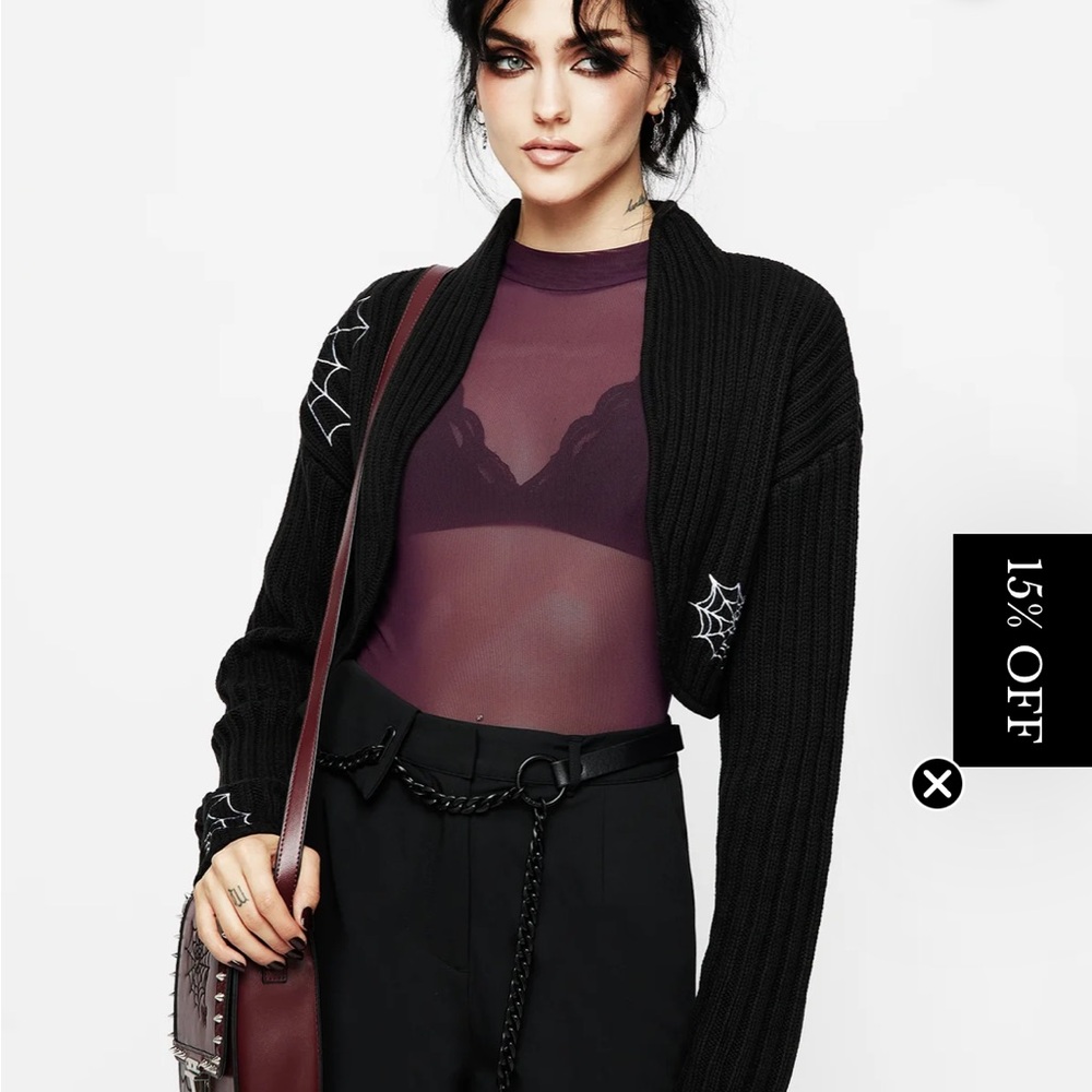 Disturbia-Catch Feelings Embroidered Knit Bolero